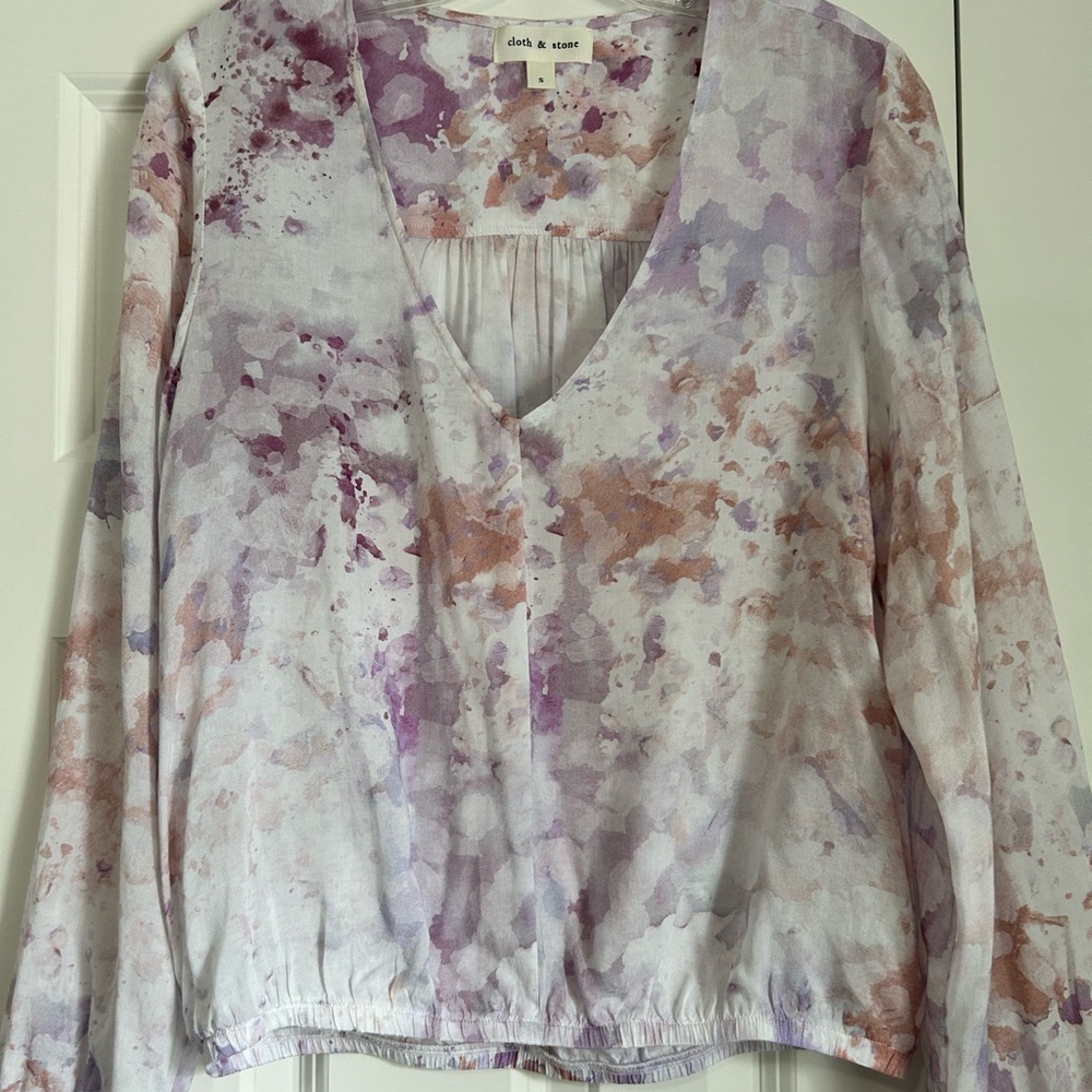Evereve Cloth & Stone Purple Dye Blouse. Sz. S
